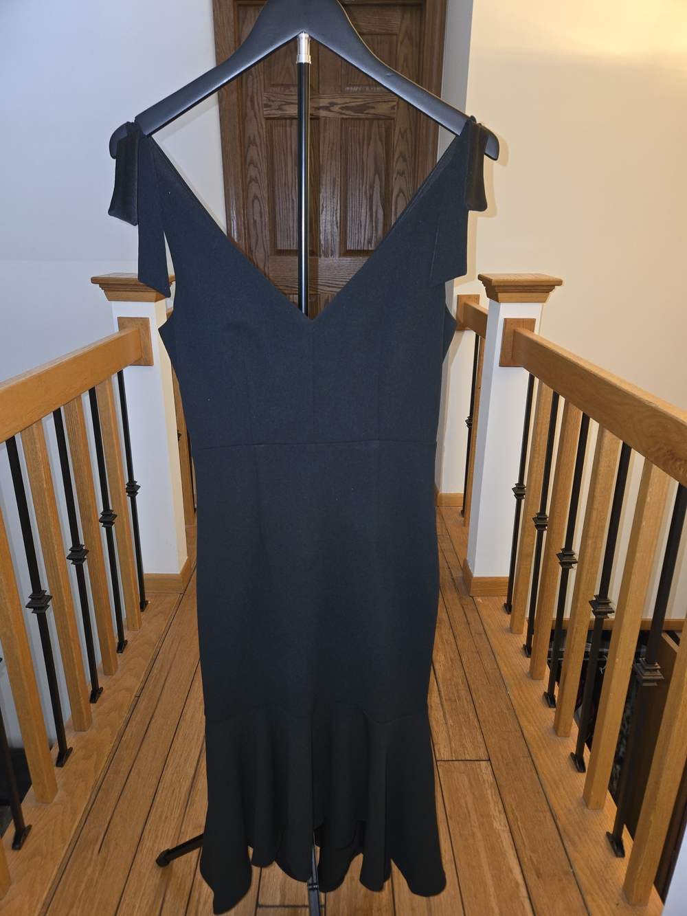 Lulus Black V-Neck Ruffle-Hem Dress - Women